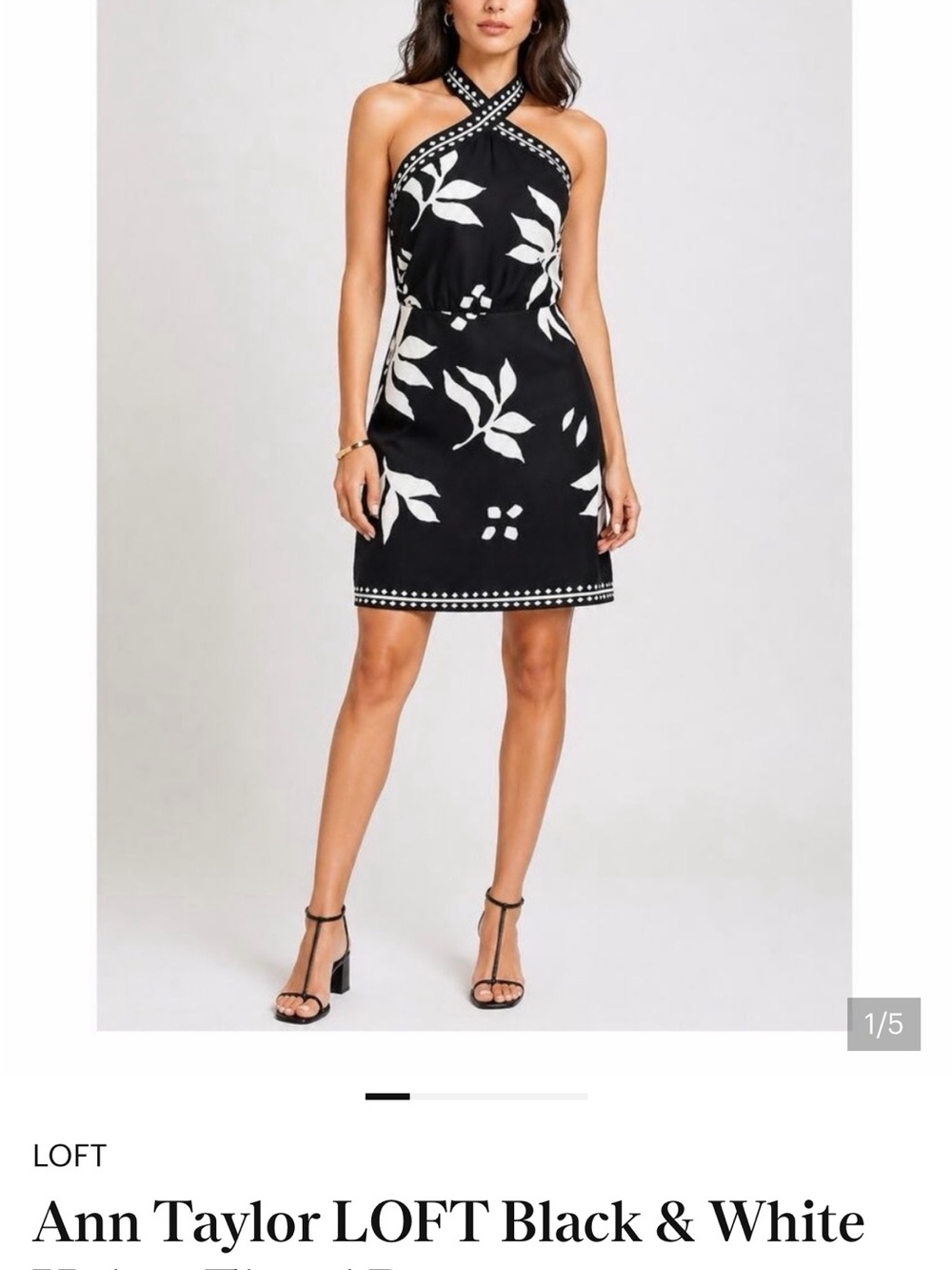 Ann Taylor LOFT Black & White Halter Shift Dress